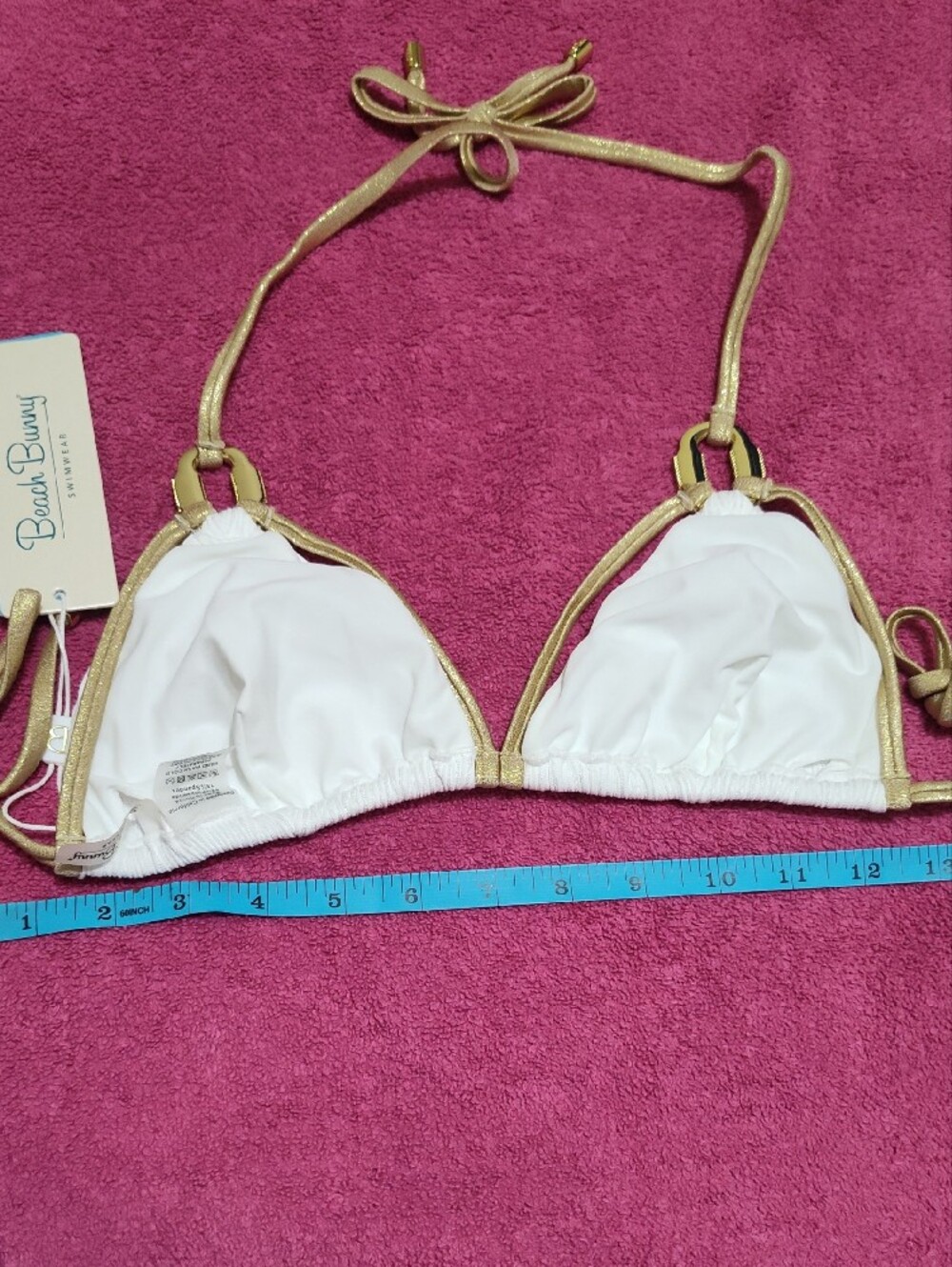 Beach Bunny White and Gold Triangle Bikini Top - Picture 6 of 6